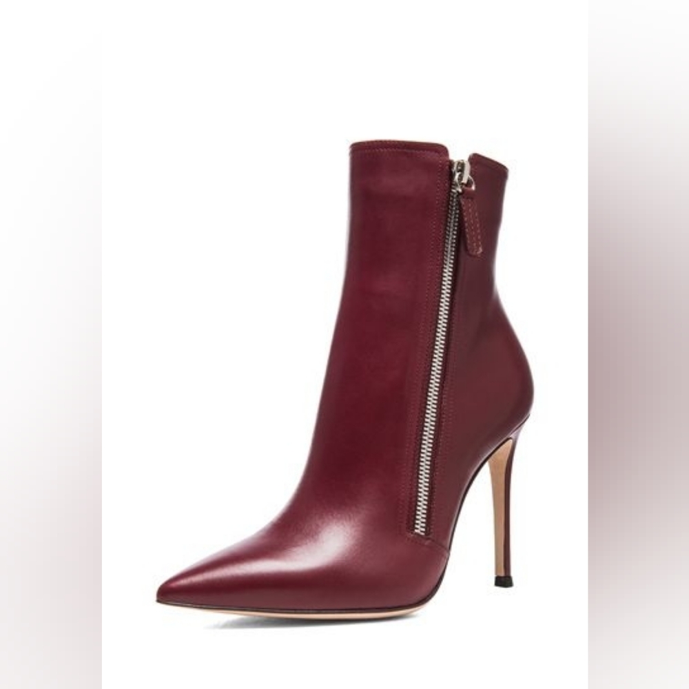 GIANVITO ROSSI Pointed Toe Burgundy Boots 37